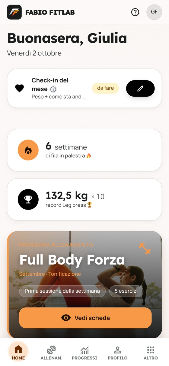 La Home dell'app